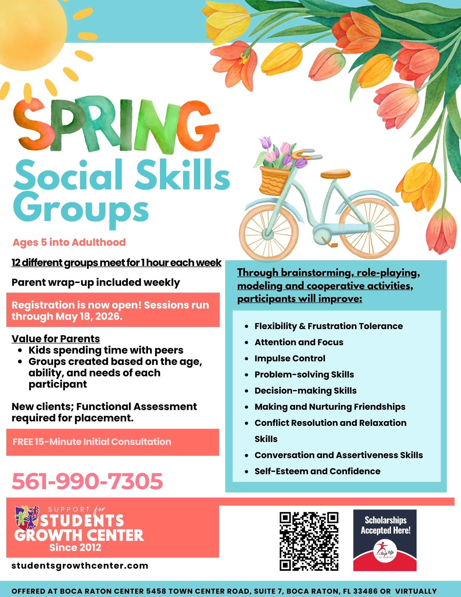 SSGC - Flyer Social Skills SPRING 2026 -BikeVERSION 2 with blue top-bottom
